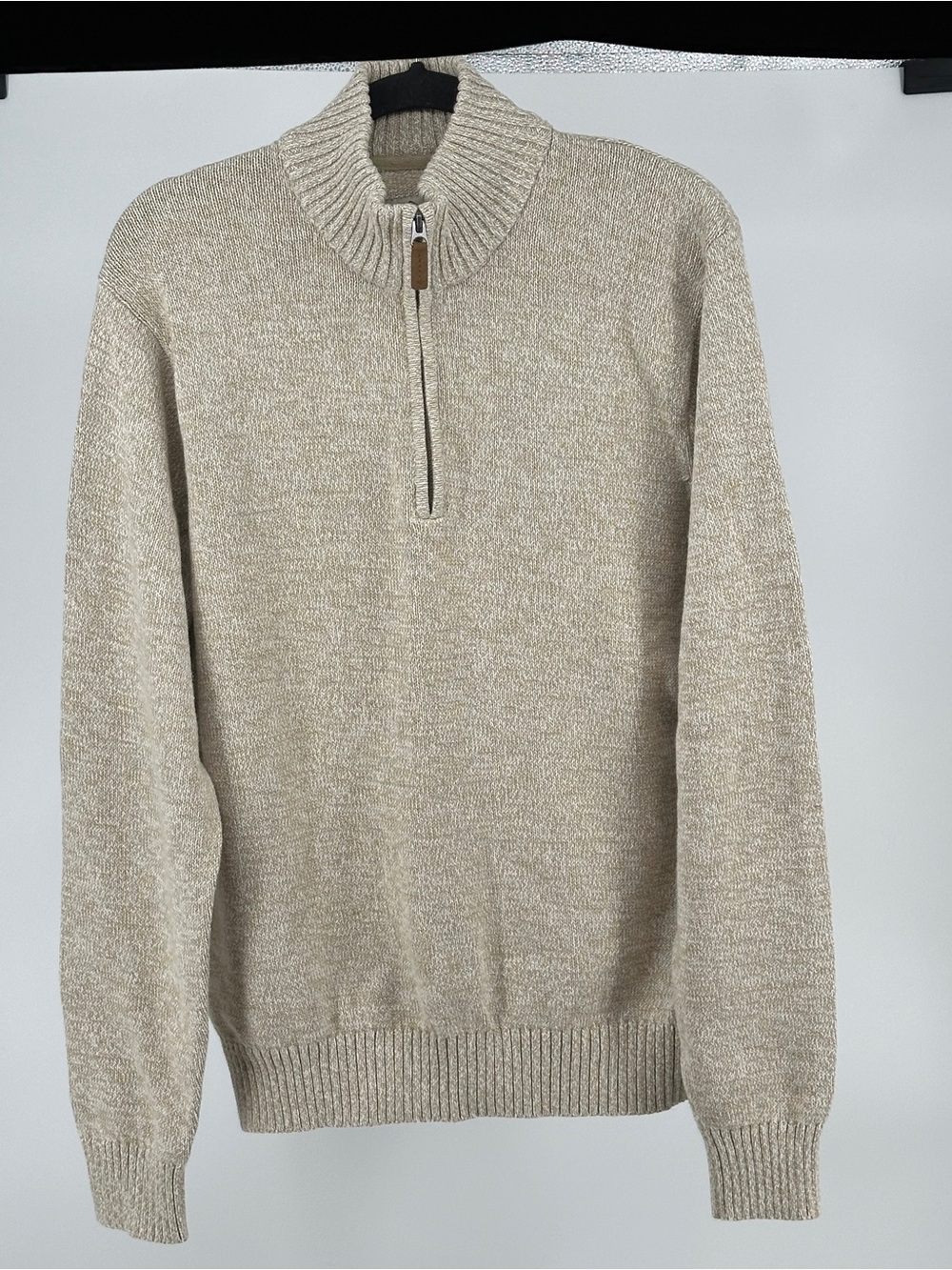 St. John's‎ Bay Men's Large Quarter Zip Turtleneck Sweater in Beige Heather Cozy